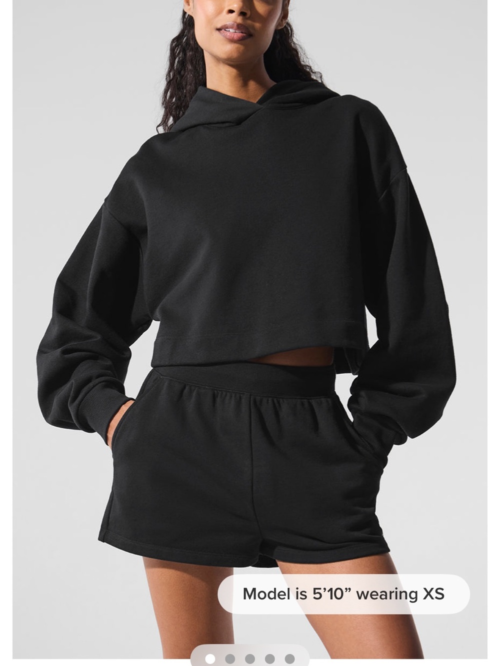 ALO Yoga Black Cropped Hoodie - Women's Lightweight Pullover